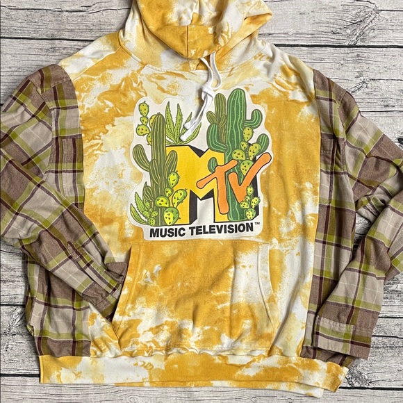 Tops - Up cycled flannel hoodie